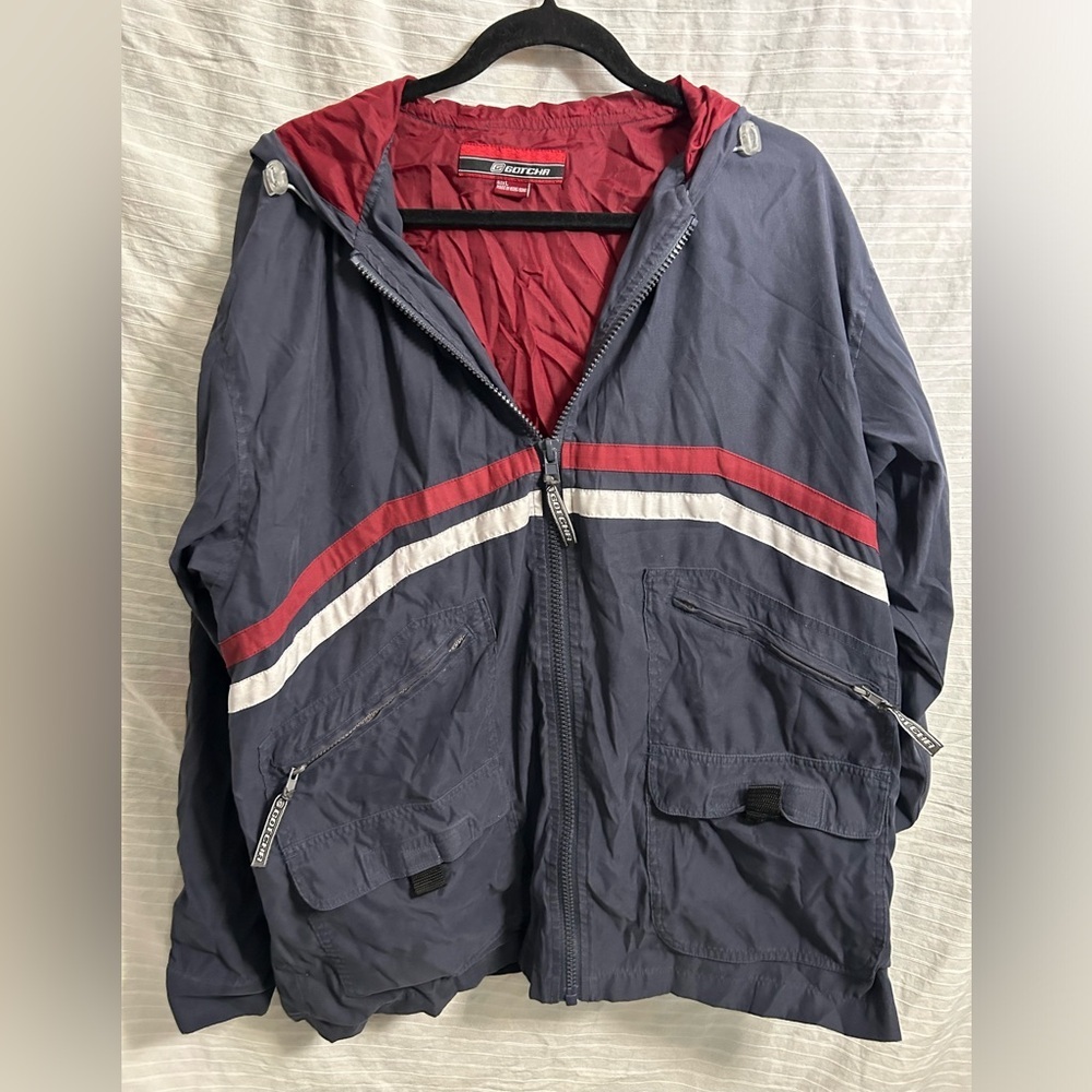 Vintage Gotcha Jacket Men’s Blue  Pullover Zip Anorak Skater 90’s Size Large
